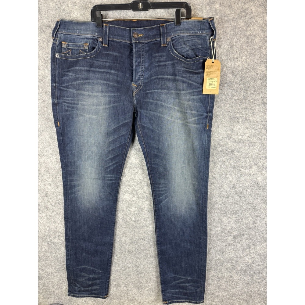 True Religion Jeans Mens 42 No Flap SE Relaxed Skinny Blue Denim Rocco Dweller
